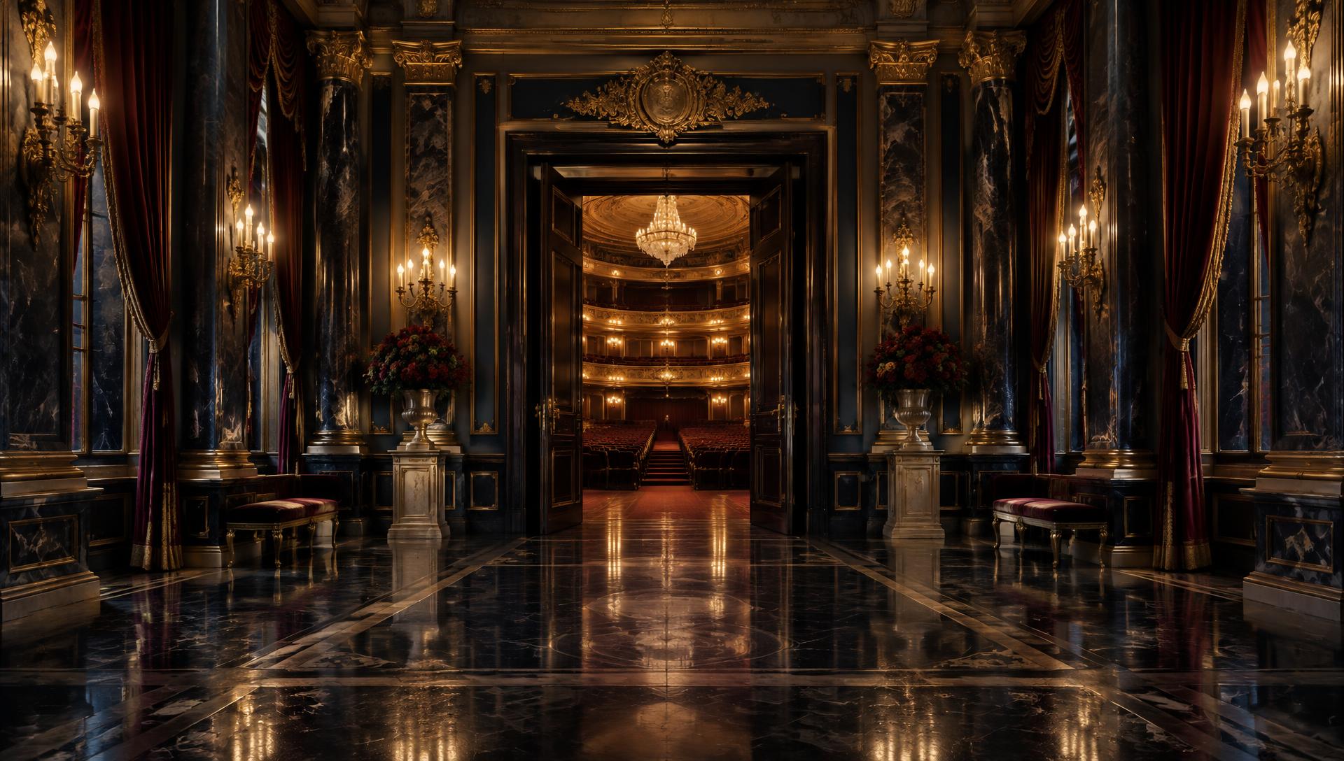Grand concert hall foyer leading into the auditorium